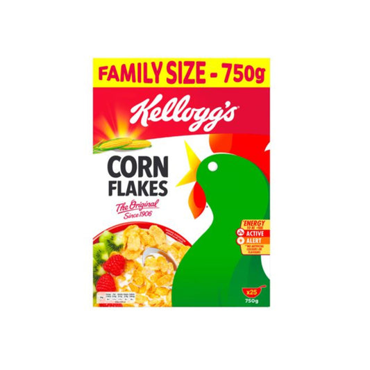 Kellogg's Corn Flakes cereal package on a white background